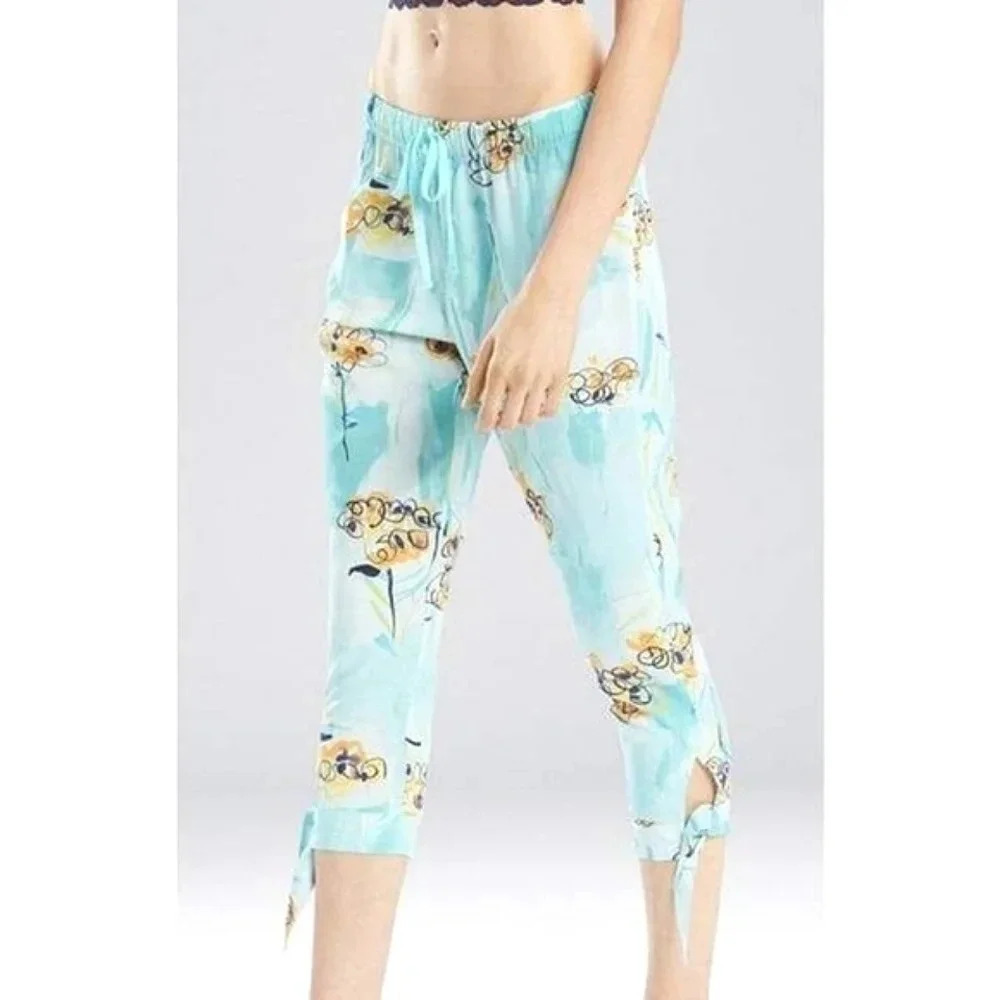 Josie Natori Blue Wanderlust Capri‎ Pants